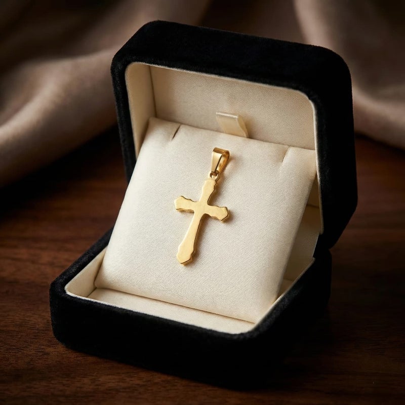 دلاية صليب باللون الذهبي، (بدون سلسلة) مصنوعة من الستانلس ستيل المقاوم للصدأ، تصميم كلاسيكي بلمسات عصرية. يتمتع بروحانية وجاذبية لا مثيل لها. - Image 3